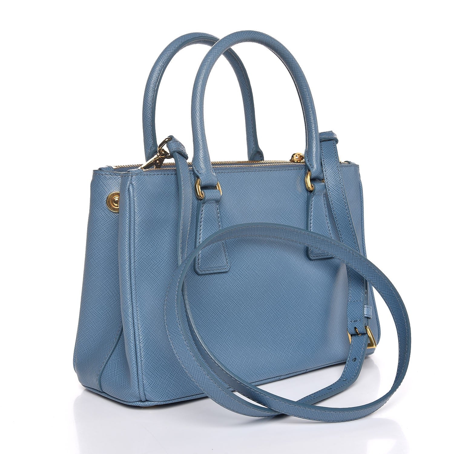 Prada Saffiano Galleria Mini Double Zip Tote Aviazione 4 of 8