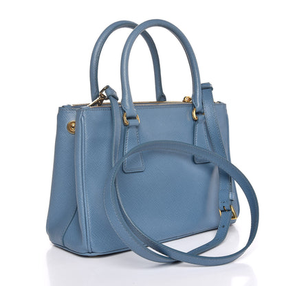 Prada Saffiano Galleria Mini Double Zip Tote Aviazione 4 of 8