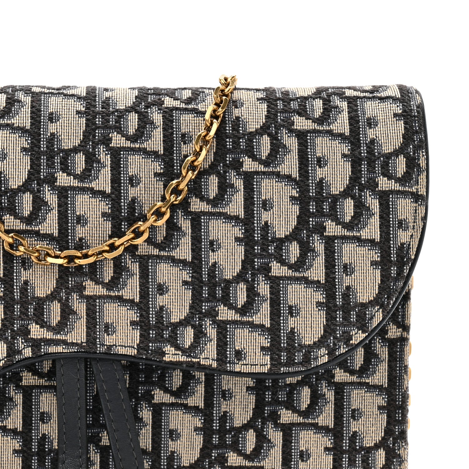 Christian Dior Oblique Saddle Chain Pouch Blue 8 of 12