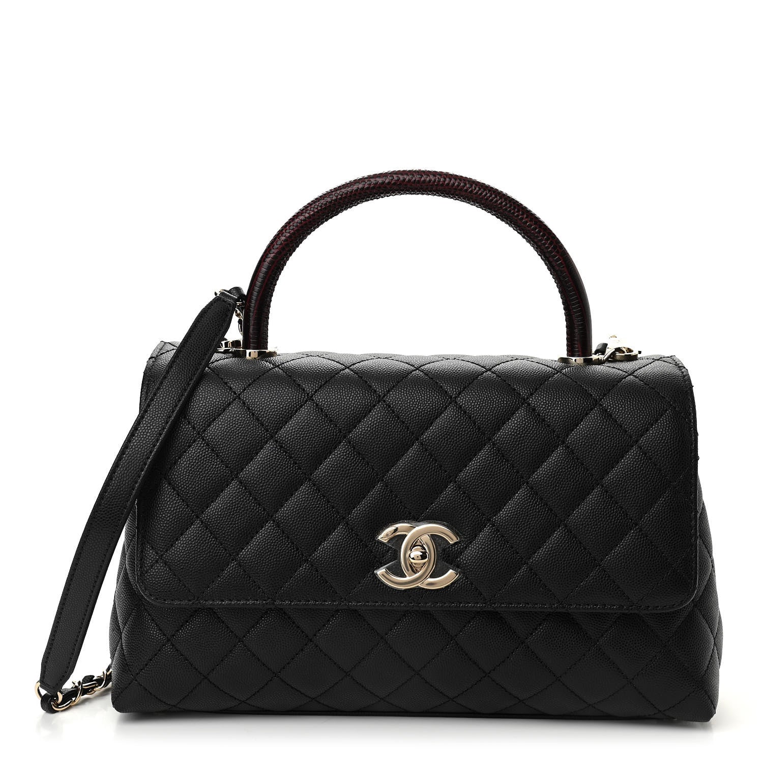Chanel Caviar Lizard Quilted Small Coco Handle Flap Black 1 of 11