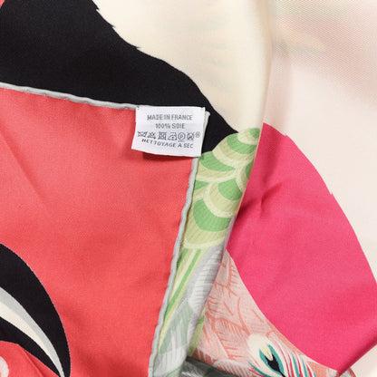 Hermes Silk Toucans De Paradis Scarf 90 Rose Vif Creme Vert 3 of 3