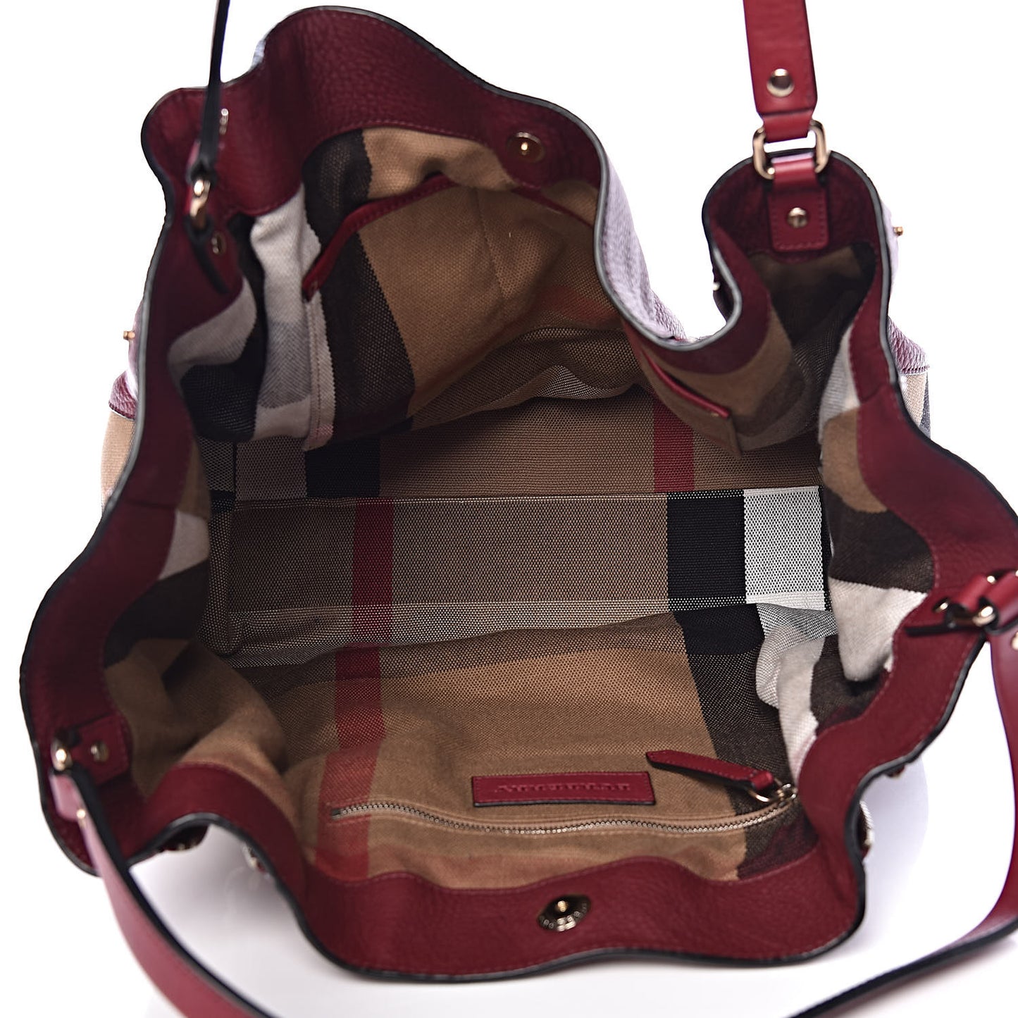 Grainy Calfskin House Check Medium Maidstone Burgundy Red