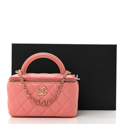 Chanel Lambskin Quilted Small Charming Top Handle Vanity Case With Chain Pink 11 of 11