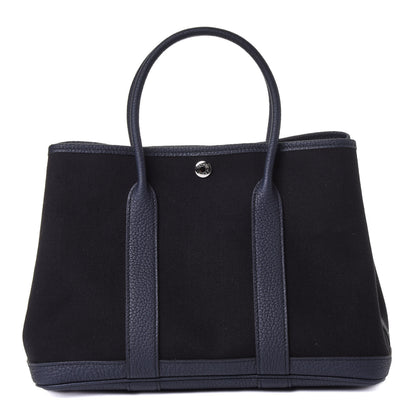 Hermes Chevron Herringbone Toile Negonda Garden Party 30 TPM Black Bleu Nuit 1 of 4