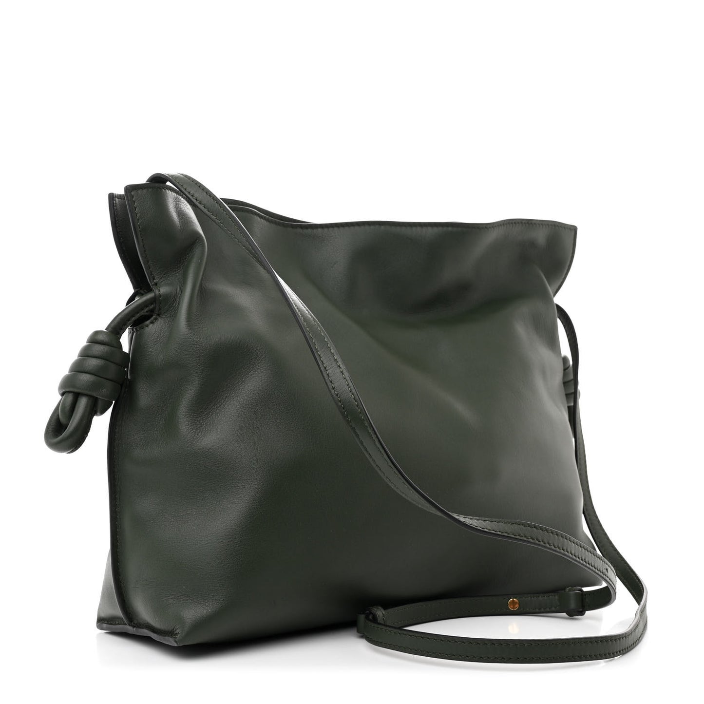 Calfskin Flamenco Knot Clutch Vintage Khaki