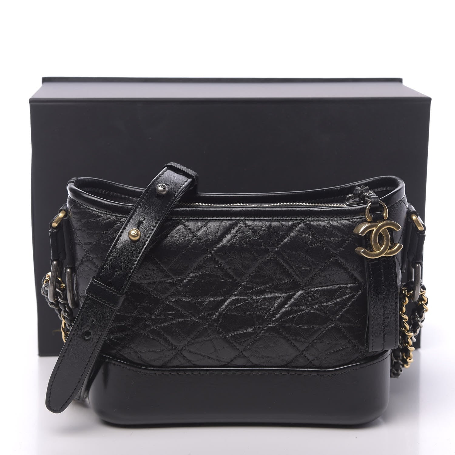 Chanel Aged Calfskin Quilted Small Gabrielle Hobo Black 11 of 11