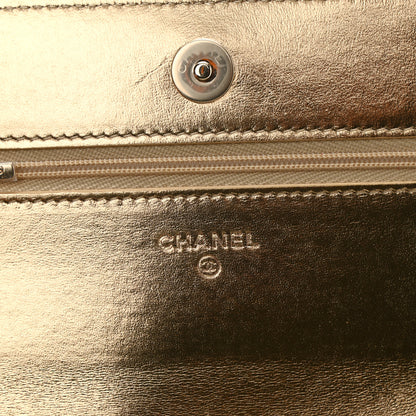 Chanel Hammered Metallic Calfskin Quilted Wallet On Chain WOC Gold 6 of 13