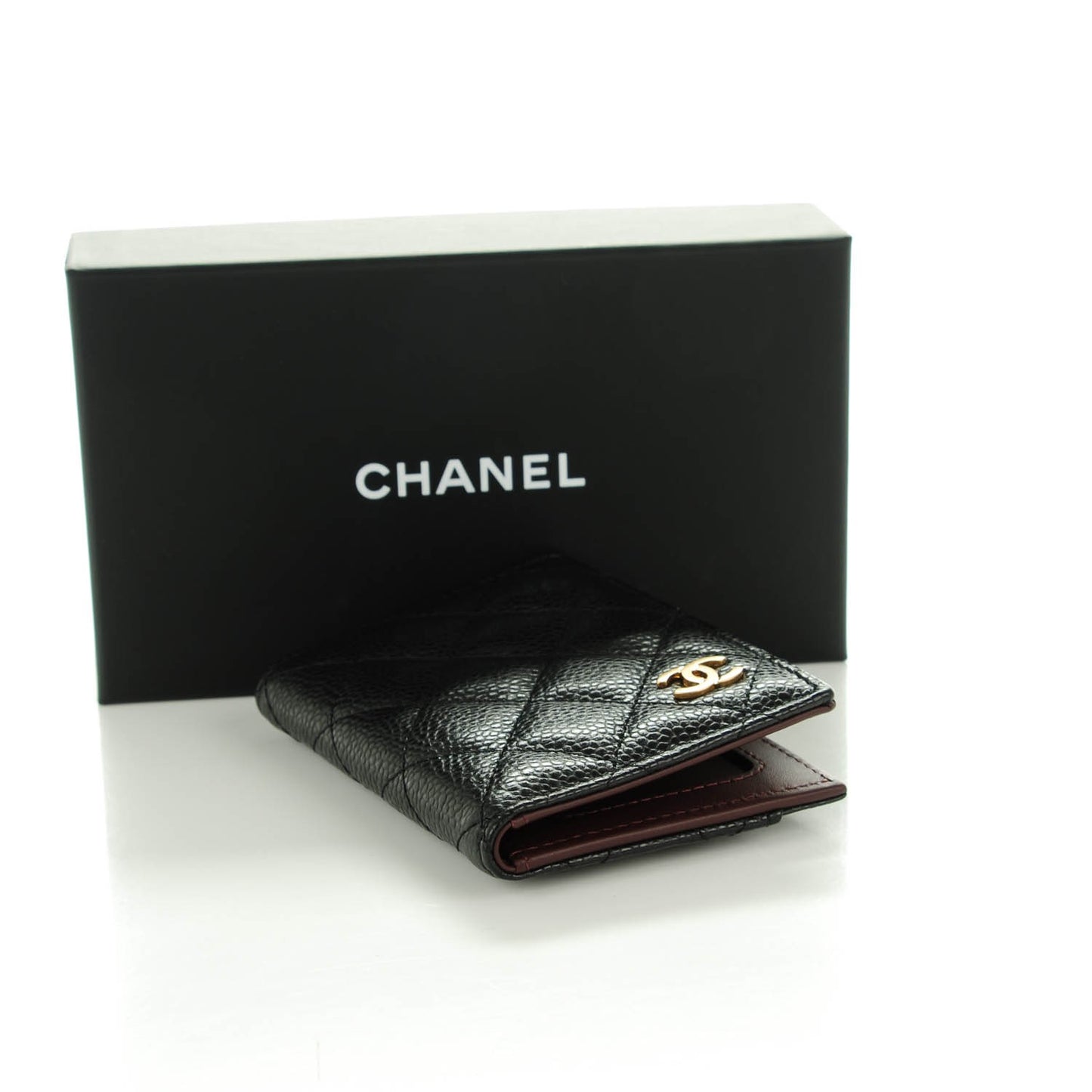 Caviar Quilted Card Holder Wallet Black