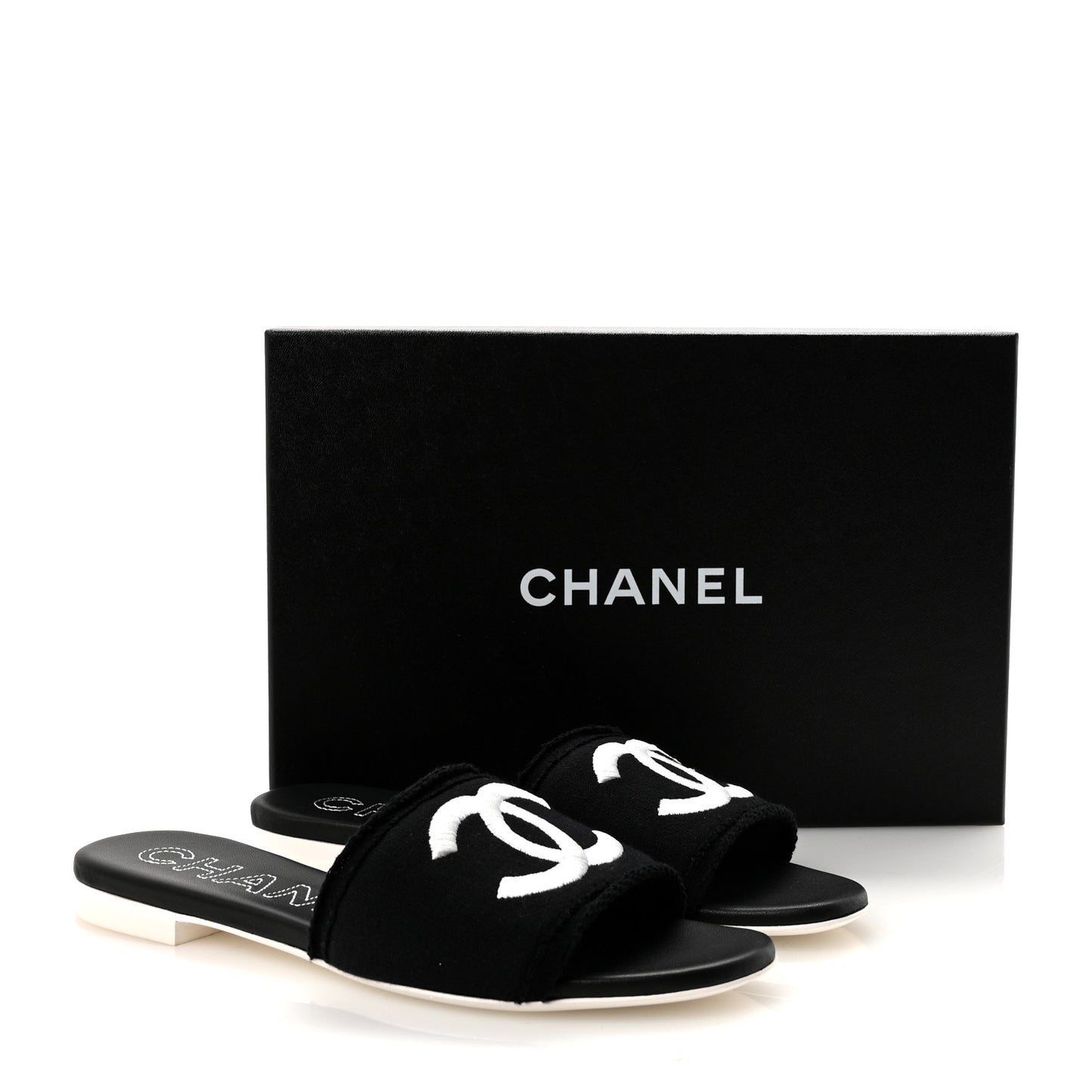 Jersey Knit CC Mules 39 Black