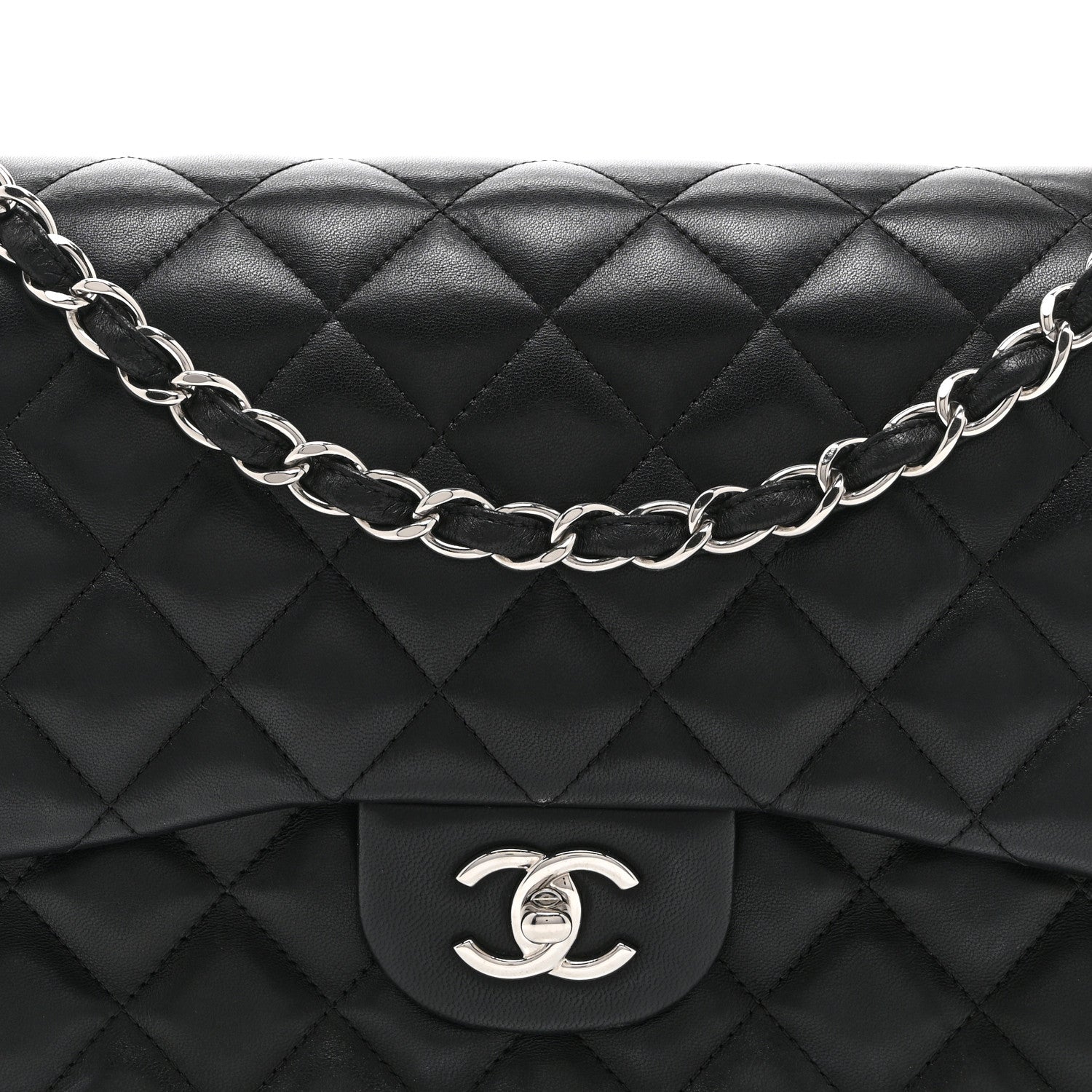 Chanel Lambskin Quilted Jumbo Double Flap Black 8 of 10