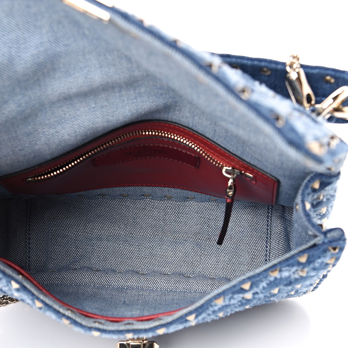 Denim Medium Rockstud Spike Shoulder Bag Denim