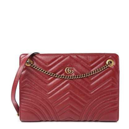 Gucci Azalea Calfskin Matelasse Heart Medium GG Marmont Slim Shoulder Bag Romantic Cerise 1 of 9