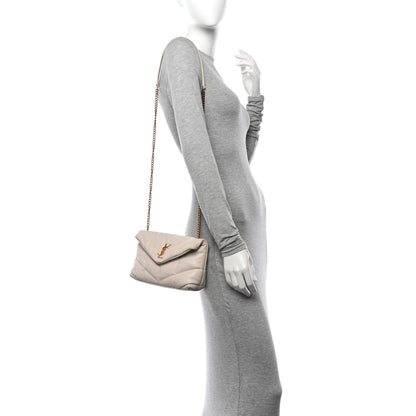 Saint Laurent Lambskin Quilted Toy Loulou Puffer Monogram Chain Satchel Crema Soft 2 of 14