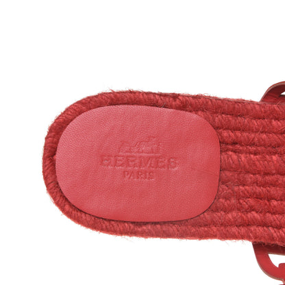 Hermes Nappa Ancone Espadrille Sandals 37 Rouge Bali 7 of 9