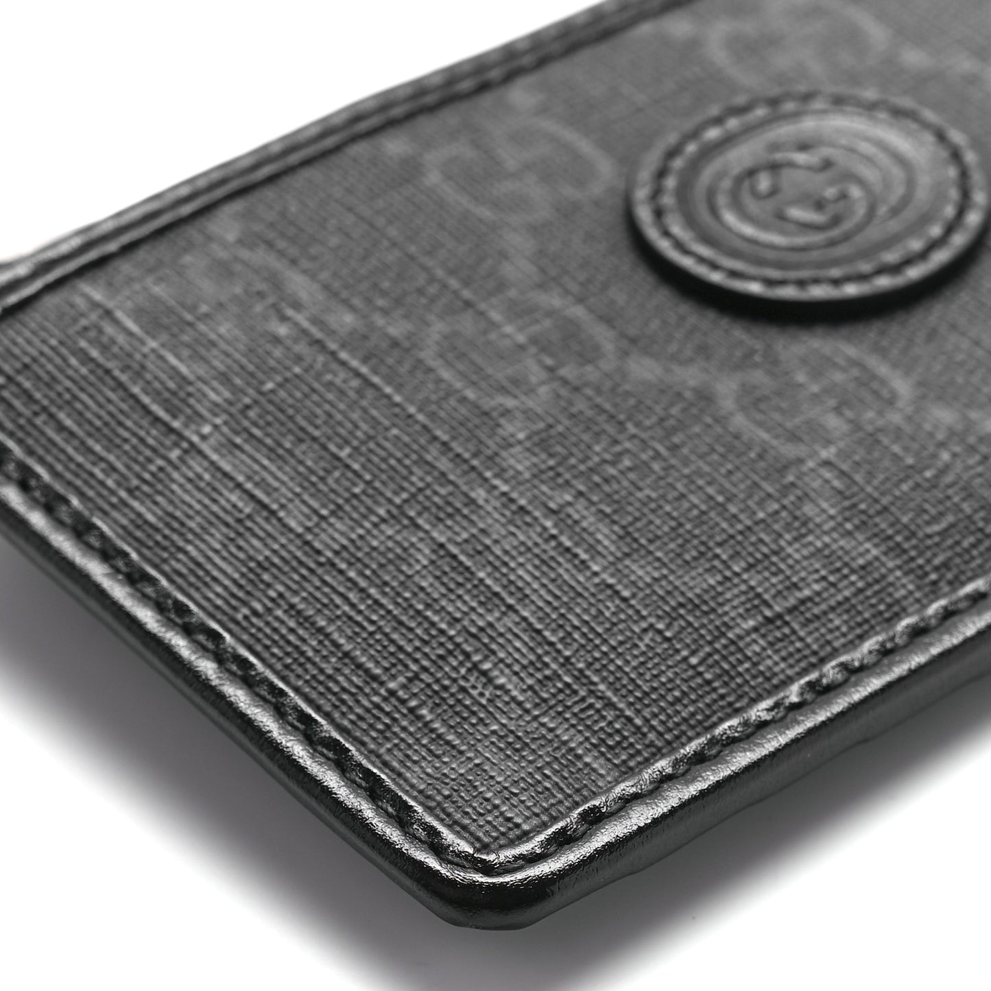GG Supreme Monogram Azalea Calfskin Retro Interlocking G Coin Case Card Holder Black