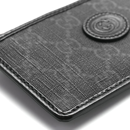 Gucci GG Supreme Monogram Azalea Calfskin Retro Interlocking G Coin Case Card Holder Black 9 of 11