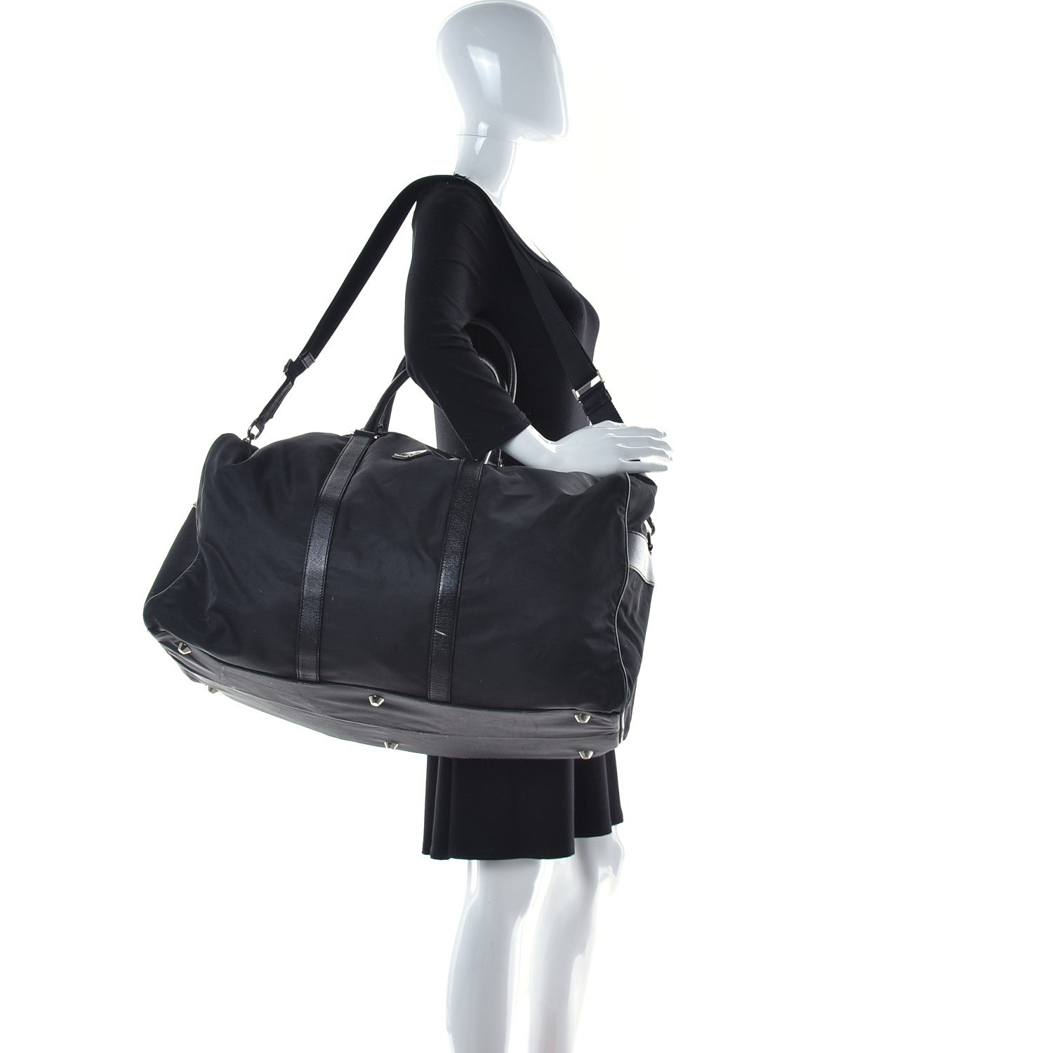 Prada Tessuto Nylon Saffiano Duffle Black 2 of 26