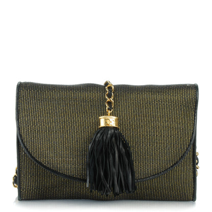 Chanel Tassel Clutch With Chain Black Gold 1 of 7