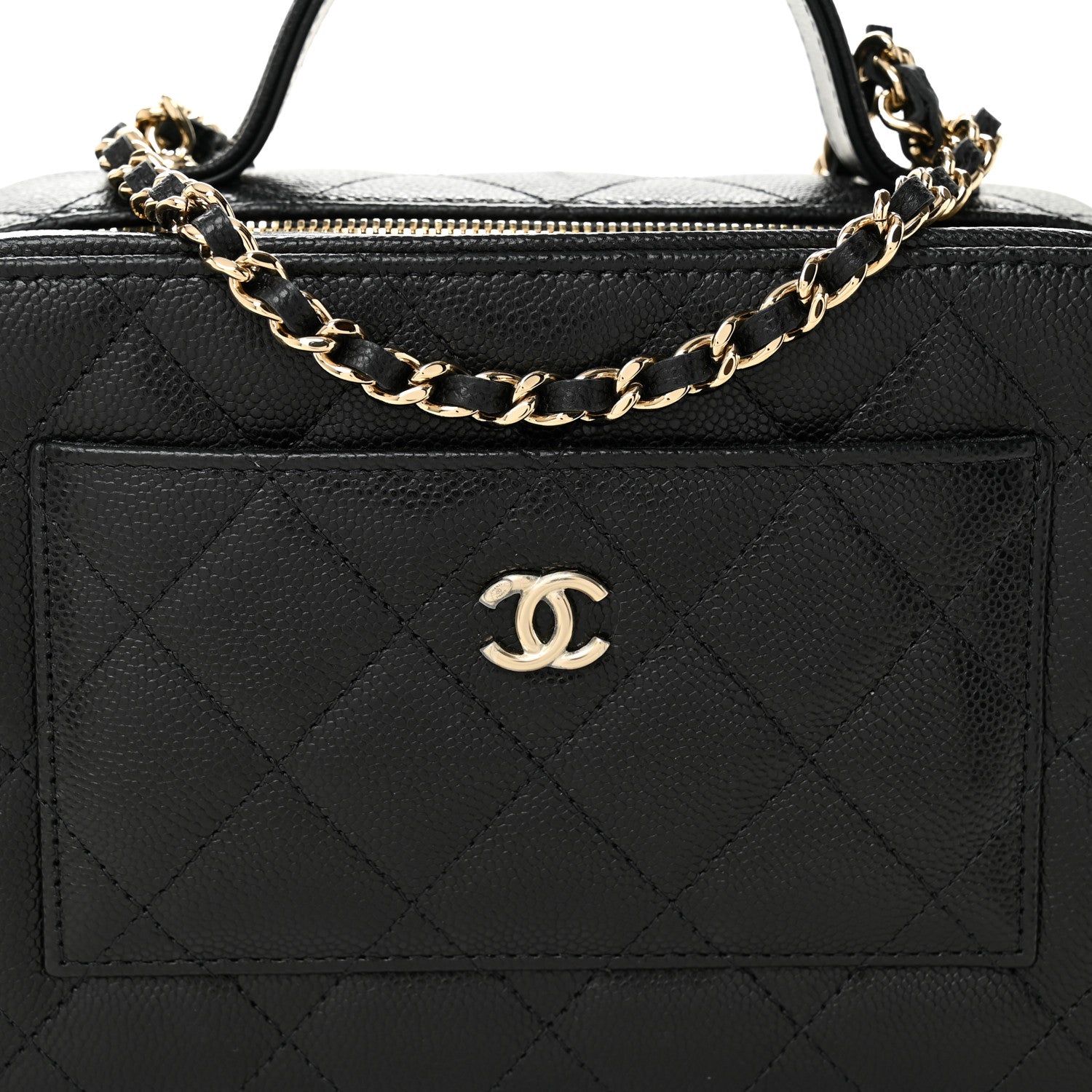 Chanel Caviar Quilted Top Handle Vanity With Chain Black 8 of 10