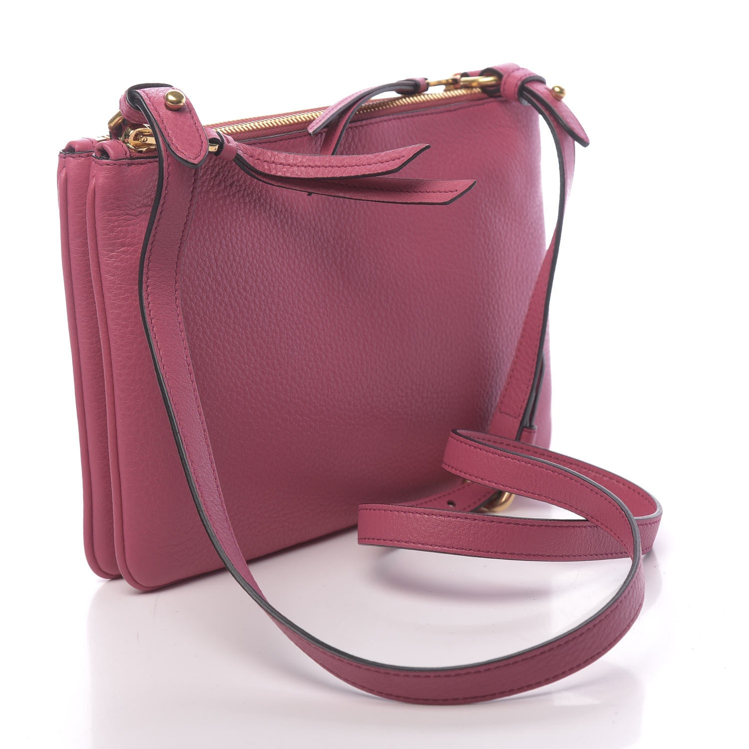 Prada Vitello Phenix Double Zip Crossbody Bag Peonia 3 of 11