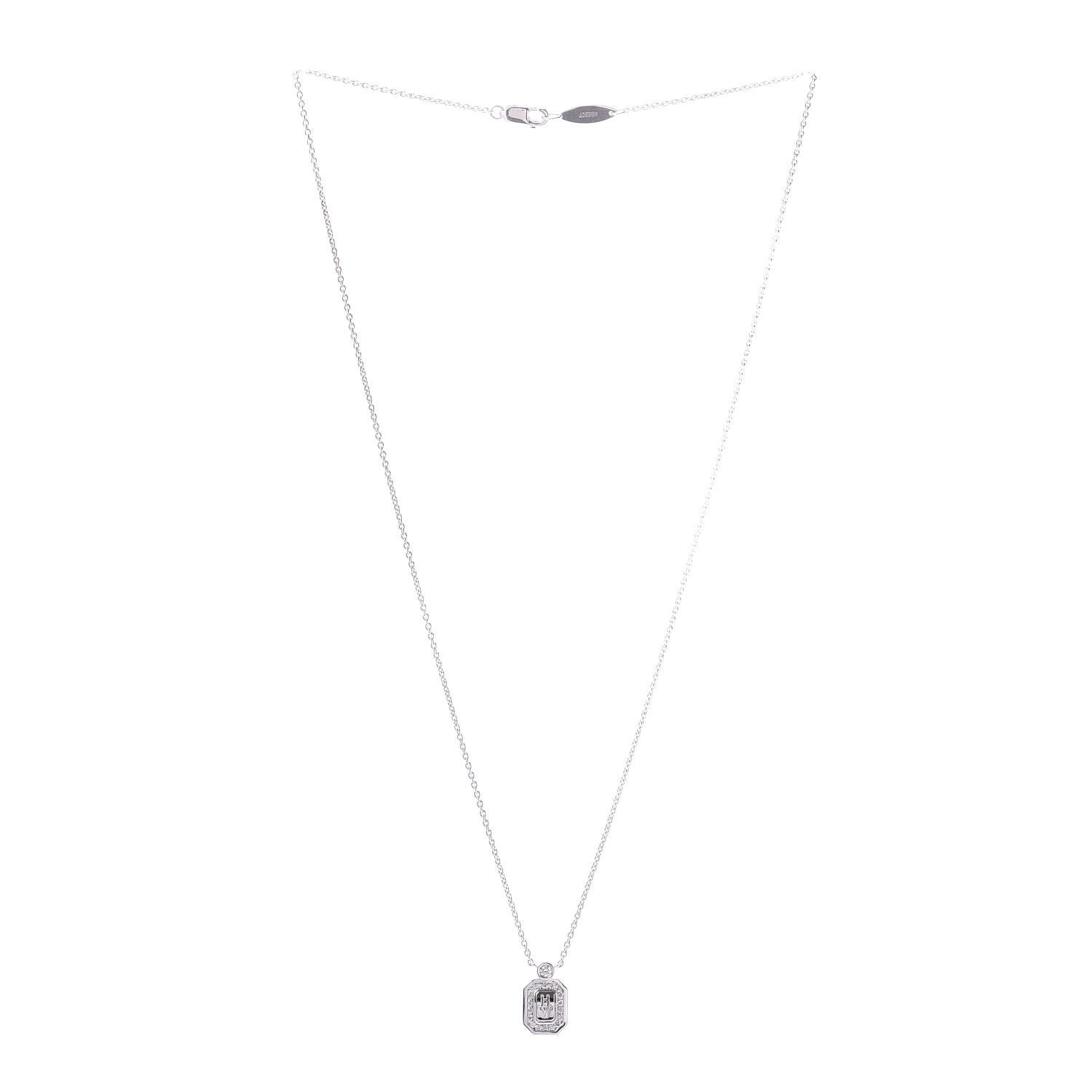 Harry Winston 18K White Gold Diamond H W Logo Pendant Necklace 3 of 5