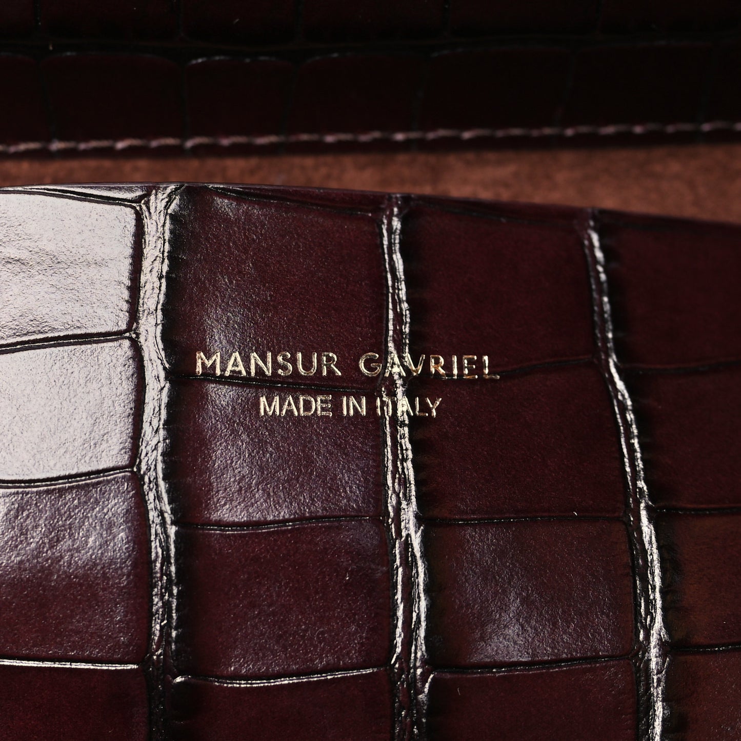 Calfskin Crocodile Embossed Lady Bag Burgundy