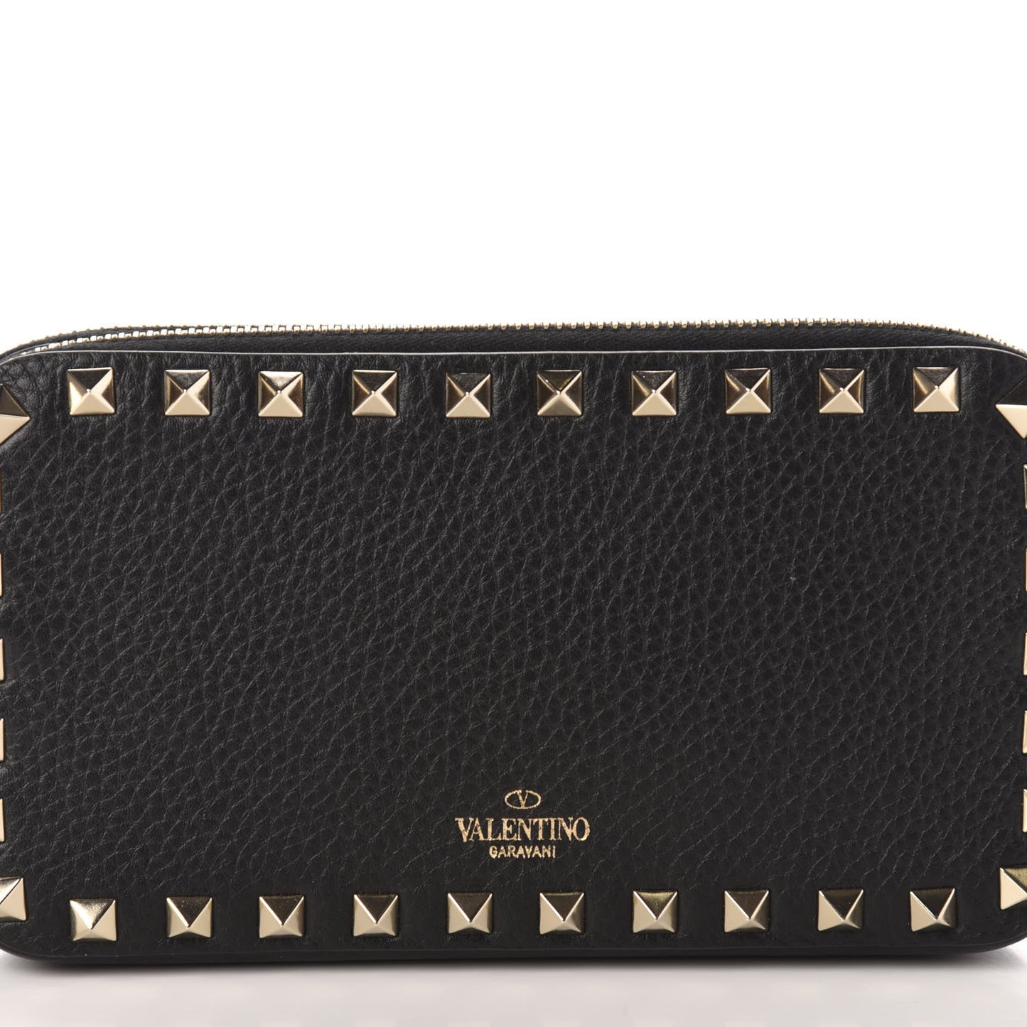Pebbled Calfskin Rockstud Small Chain Shoulder Bag Black