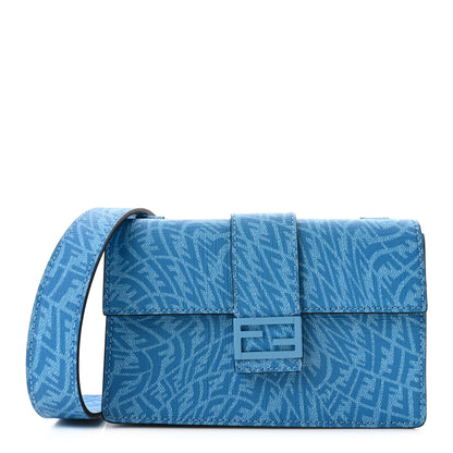 Fendi X SARAH COLEMAN Glazed Fabric Enamel Small FF Vertigo Baguette Belt Pouch Cyber Blue 1 of 10