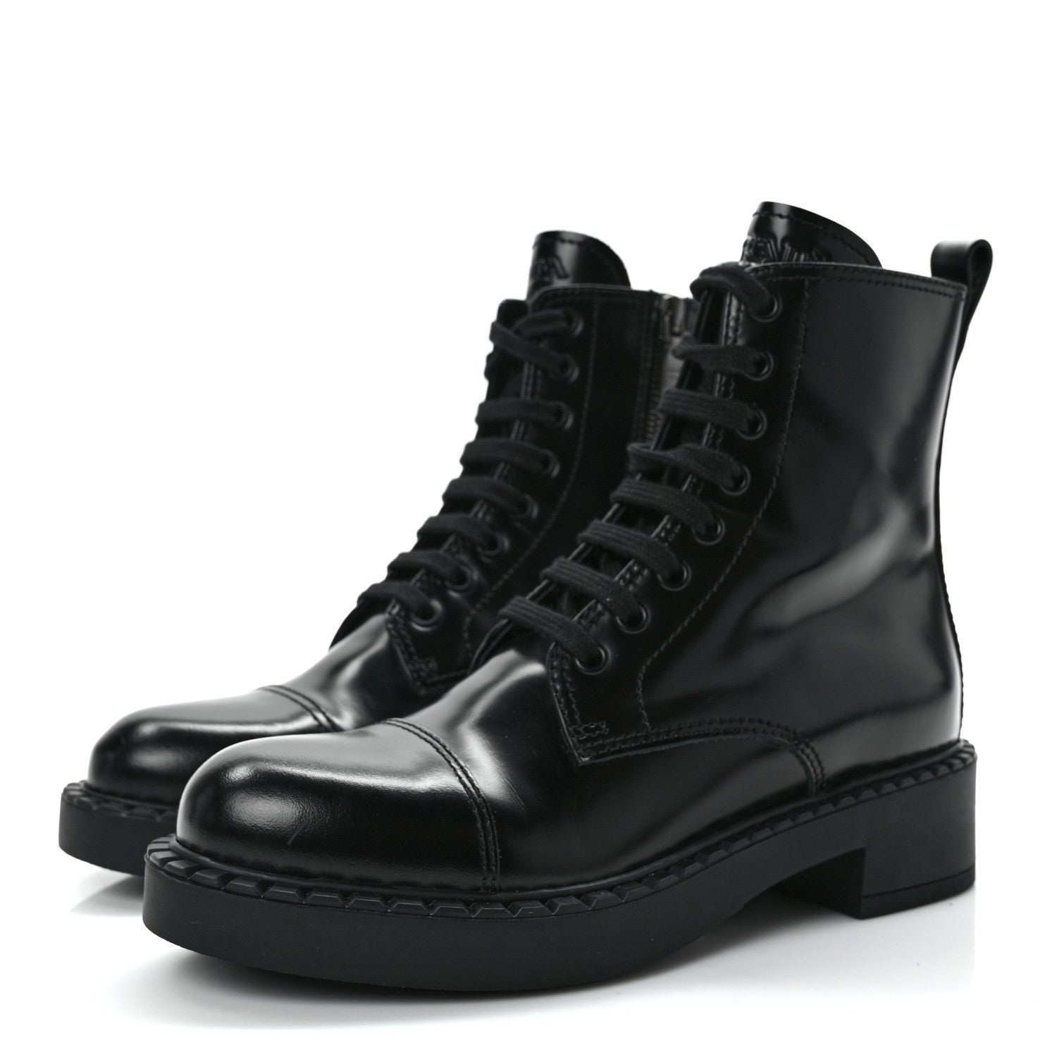 Prada Spazzolato Chocolate 50mm Combat Boots 35.5 Black 3 of 10