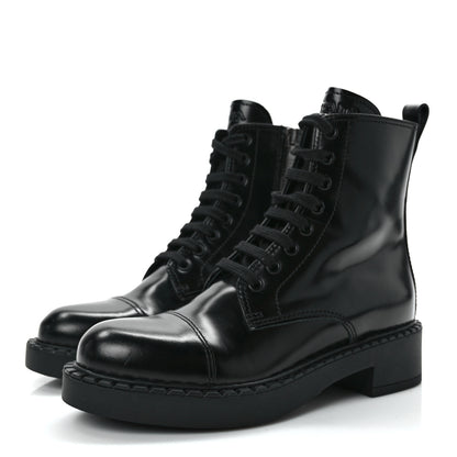 Prada Spazzolato Chocolate 50mm Combat Boots 35.5 Black 3 of 10