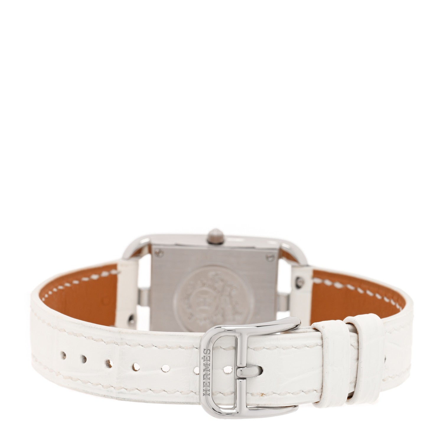 Hermes Stainless Steel Alligator Diamond Mother of Pearl 23mm Cape Cod Quartz Watch Blanc 3 of 5