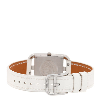 Hermes Stainless Steel Alligator Diamond Mother of Pearl 23mm Cape Cod Quartz Watch Blanc 3 of 5