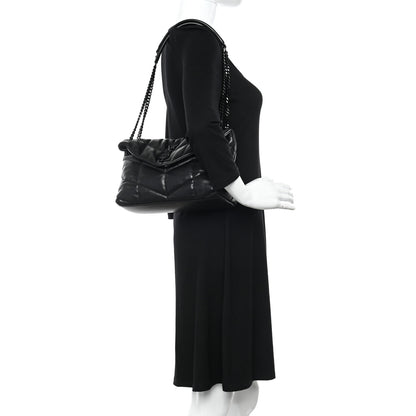 Saint Laurent Lambskin Quilted Monogram Monochrome Small Loulou Puffer Chain Satchel Black 2 of 10