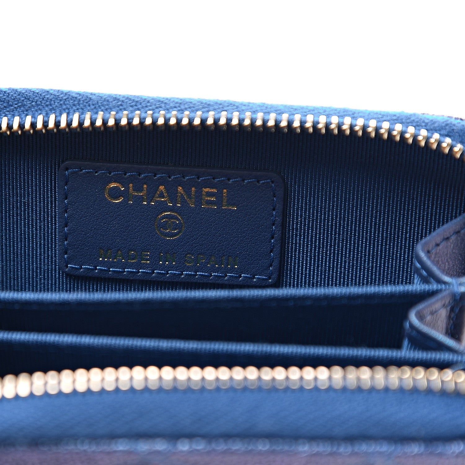 Chanel Iridescent Caviar Quilted Zip Around Coin Purse Dark Blue 5 of 6