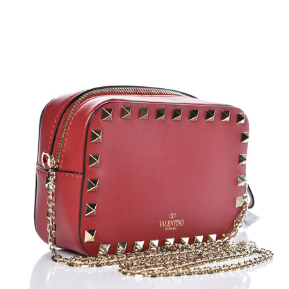 Valentino Garavani Calfskin Small Rockstud Chain Camera Crossbody Bag Red 3 of 6