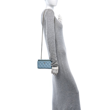 Chanel Caviar Quilted Small Tiny CC Vanity Case With Chain Light Blue 2 of 13