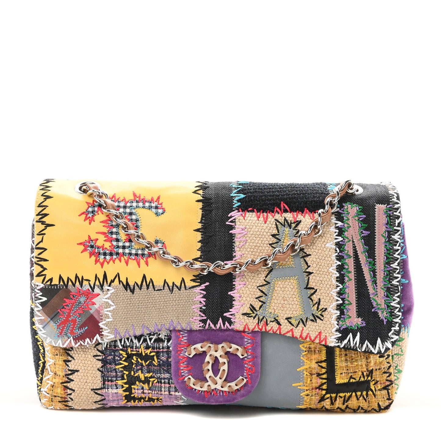 Patchwork Jumbo Flap Yellow Multicolor