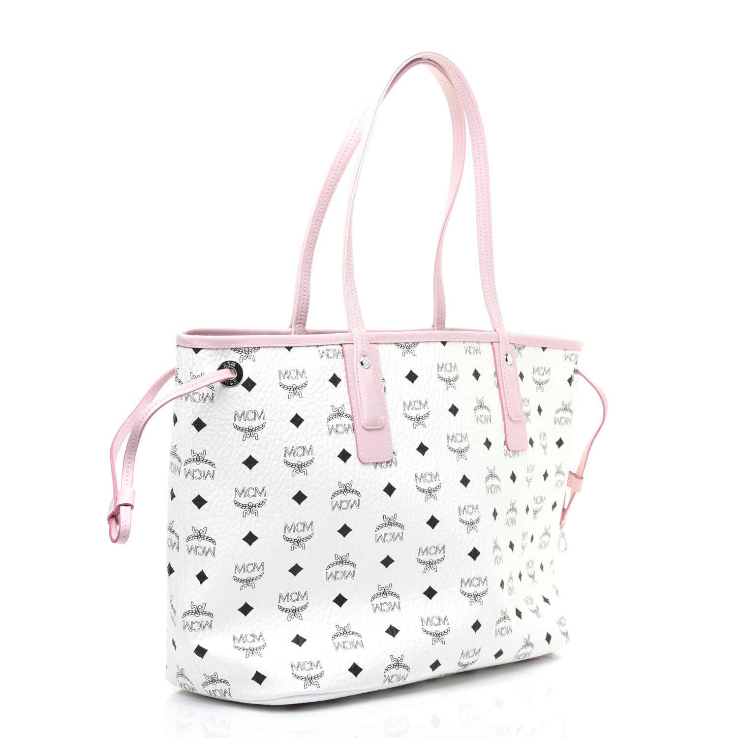 MCM Visetos Medium Liz Reversible Shopper Tote White Powder Pink 5 of 16