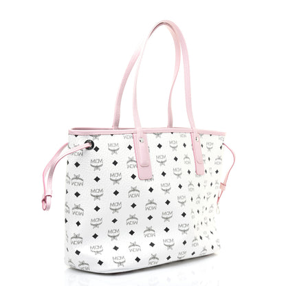 MCM Visetos Medium Liz Reversible Shopper Tote White Powder Pink 5 of 16