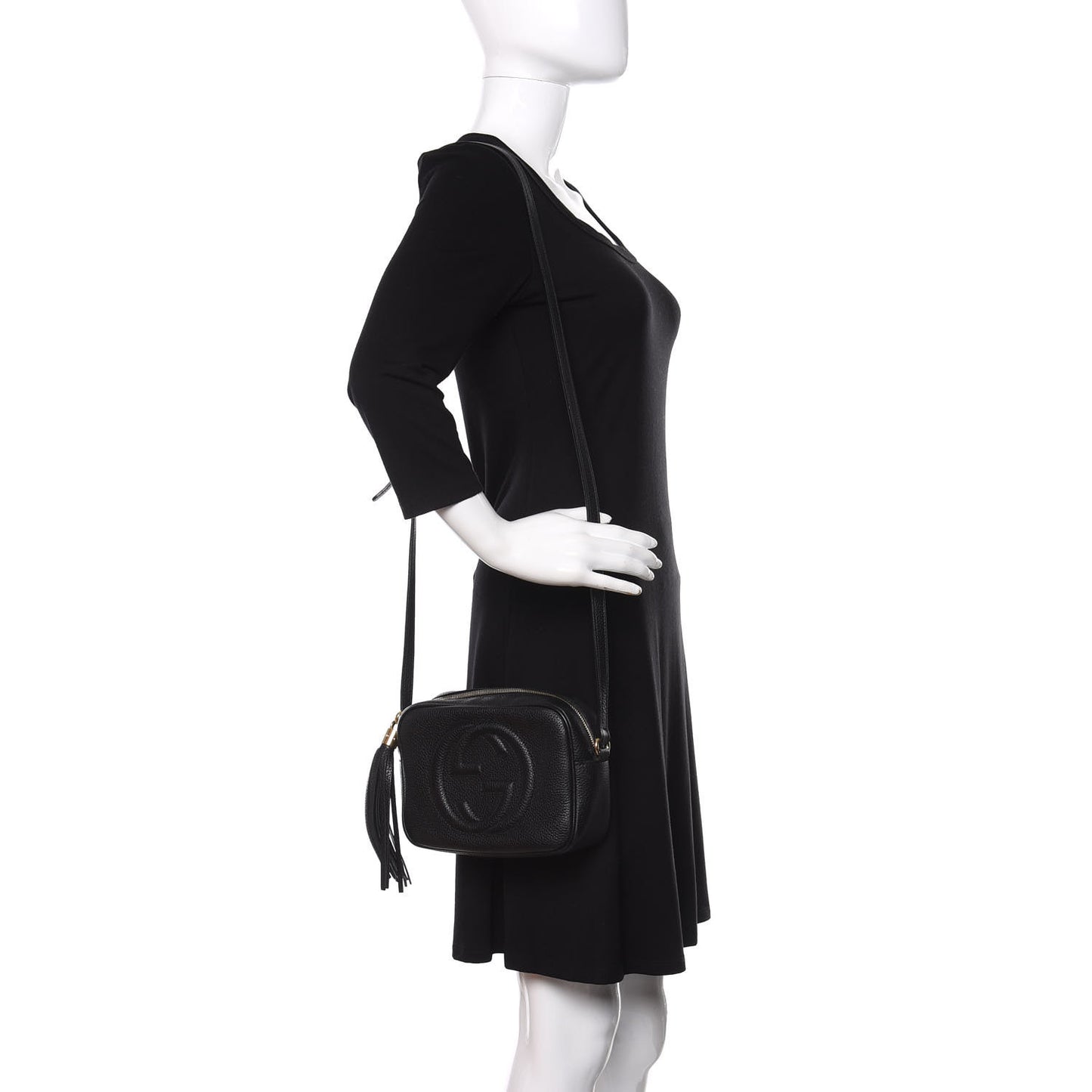 Pebbled Calfskin Small Soho Disco Bag Black
