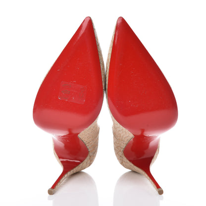 Christian Louboutin Liege Embossed So Kate 120 Pumps 38.5 Beige 5 of 9