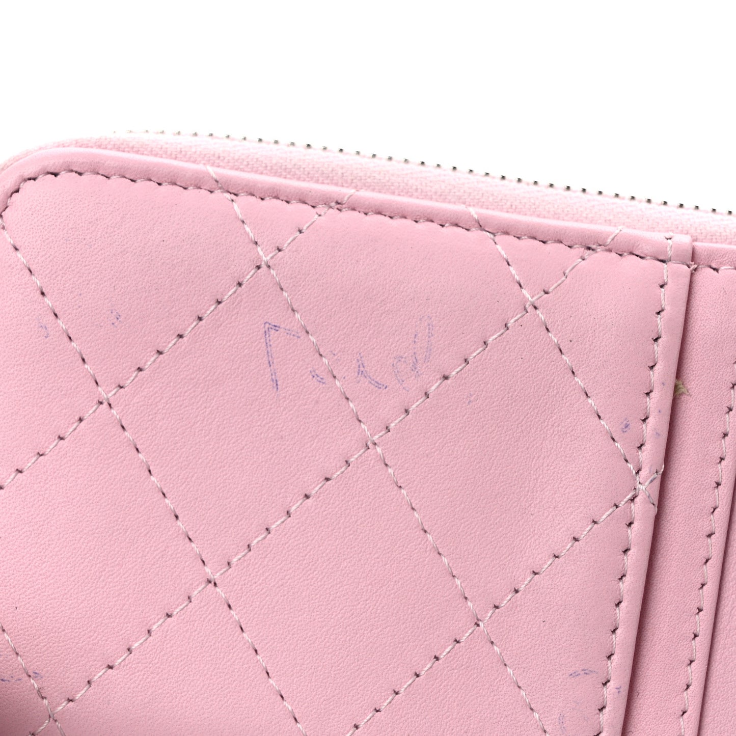 Lambskin Quilted CC Zip Card Holder Light Pink