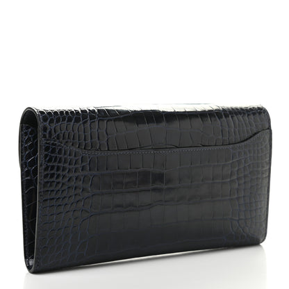 Hermes Shiny Alligator Constance Long Wallet Bleu Marine 3 of 8