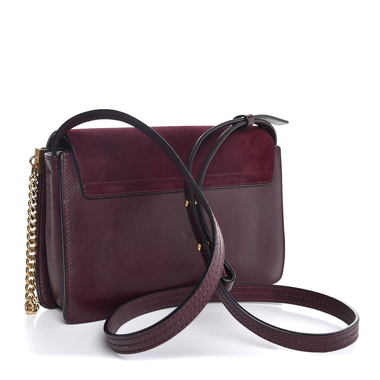 Suede Calfskin Studded Small Faye Shoulder Bag Dark Purple