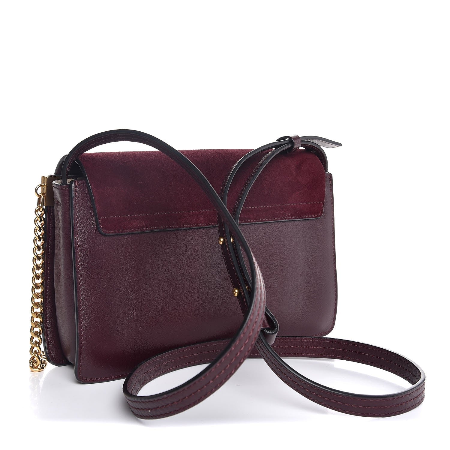Chloe Suede Calfskin Studded Small Faye Shoulder Bag Dark Purple 3 of 7