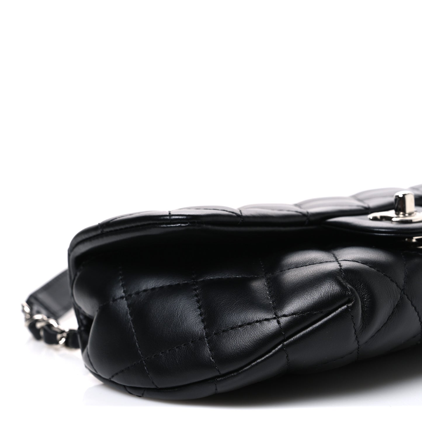 Calfskin Quilted CC Uniform Flap Belt Bag Black