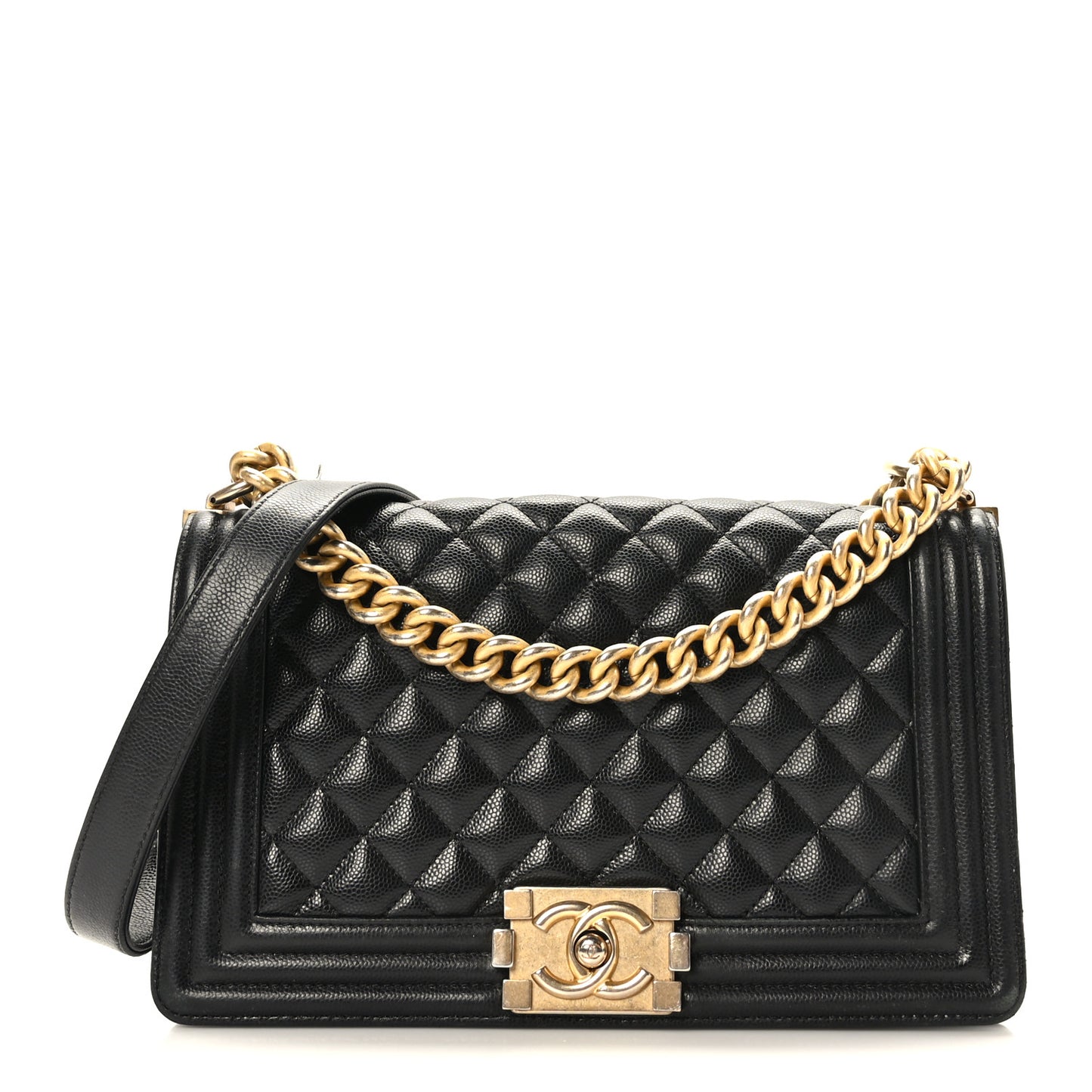 Caviar Quilted Medium Boy Flap Black