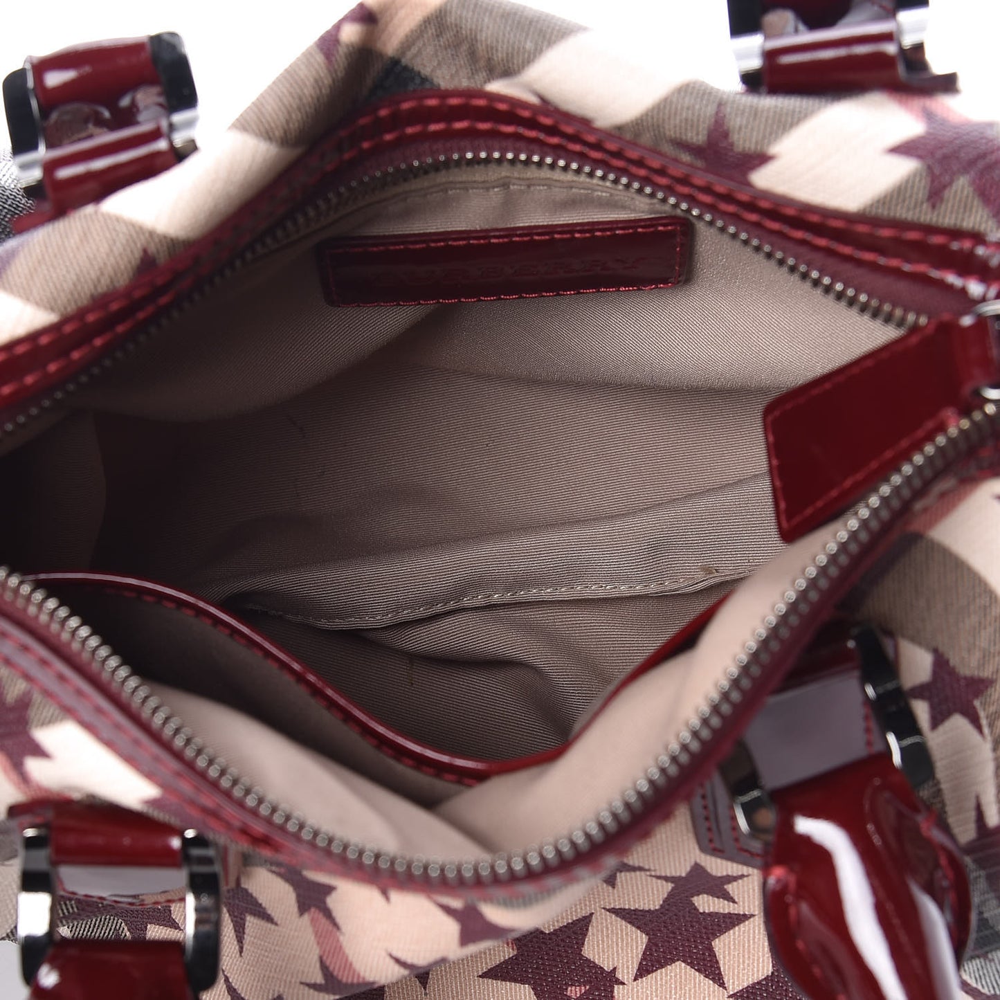 Patent Supernova Check Stars Small Chester Bowling Bag Berry Red