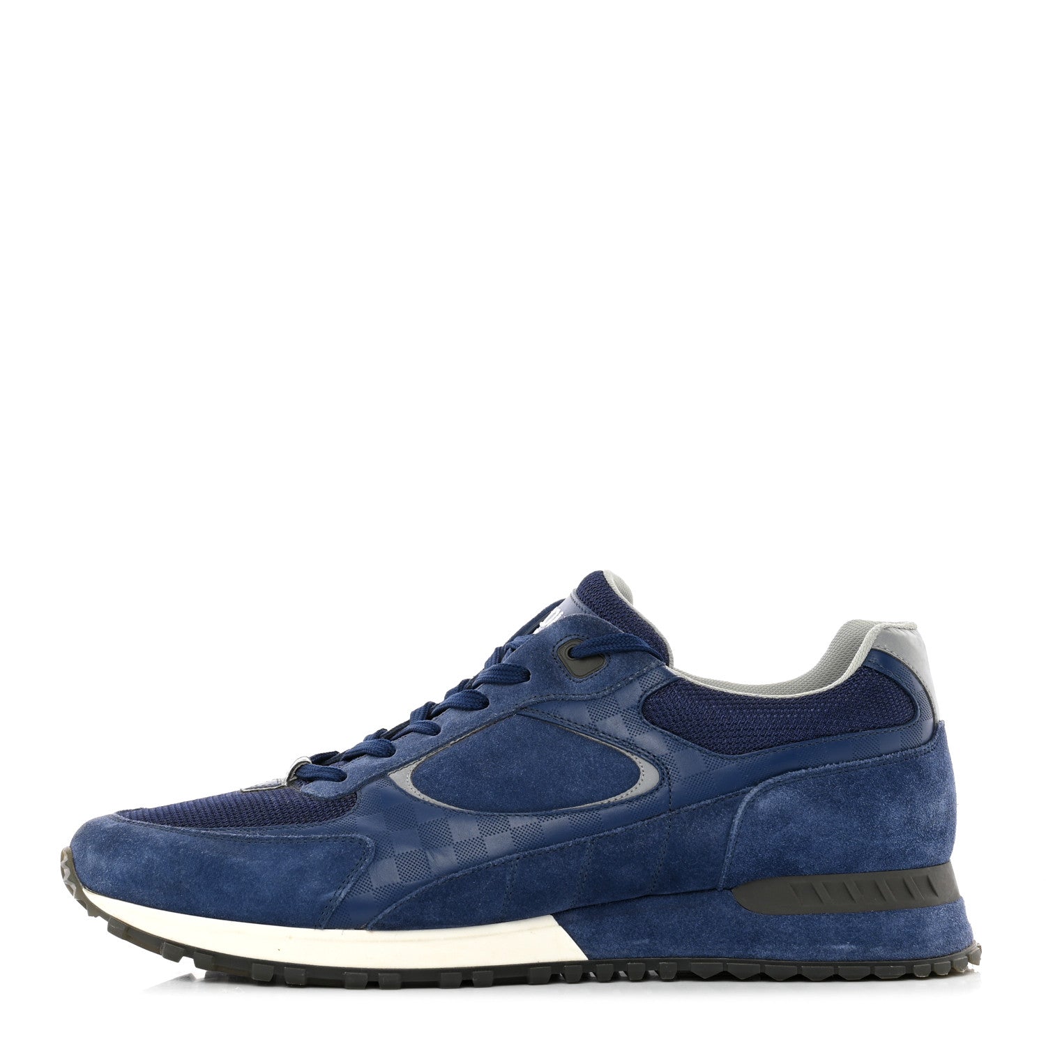 Louis Vuitton Calfskin Suede Damier Run Away Sneakers 10 Blue 1 of 18