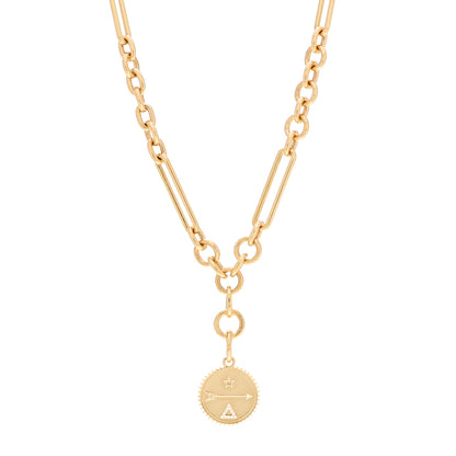 Foundrae 18K Yellow Gold Diamond Medium Dream Medallion Midsize Mixed Chain Necklace 1 of 6